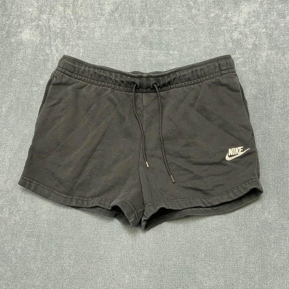 Nike Sweat Shorts Womens Medium Black Drawstring Waist Logo Running Sportswear
